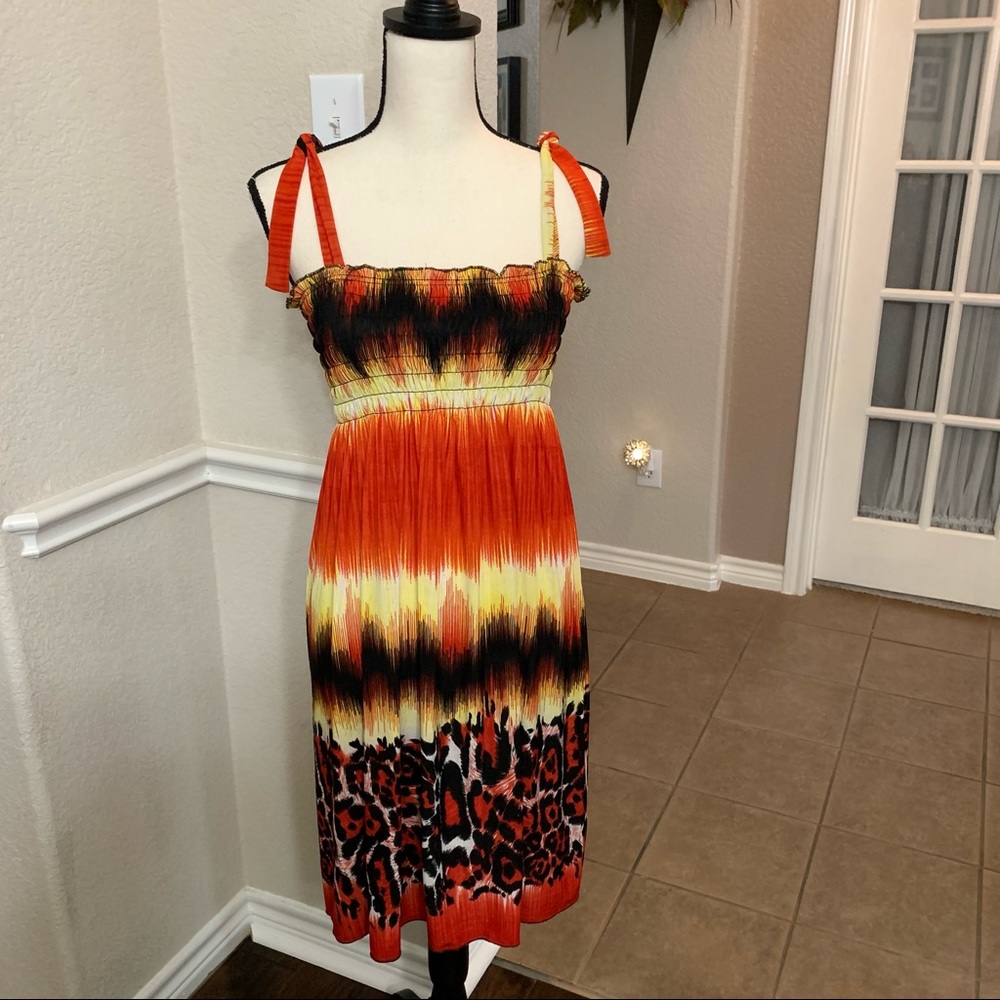 FC red, black, yellow animal print sundress or cover up Size L